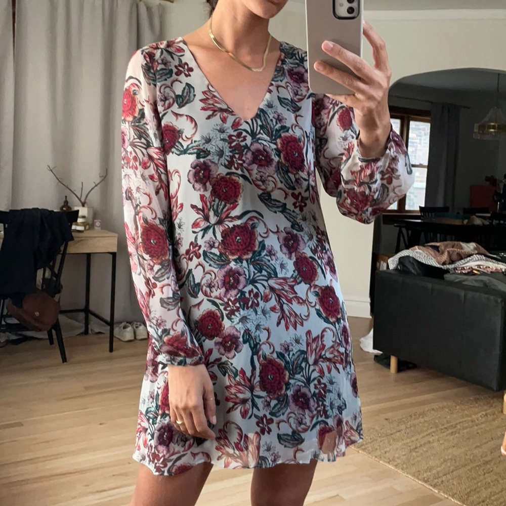 lavender brown floral dress